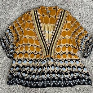 Anthropologie Yellow and Black Graphic Tunic